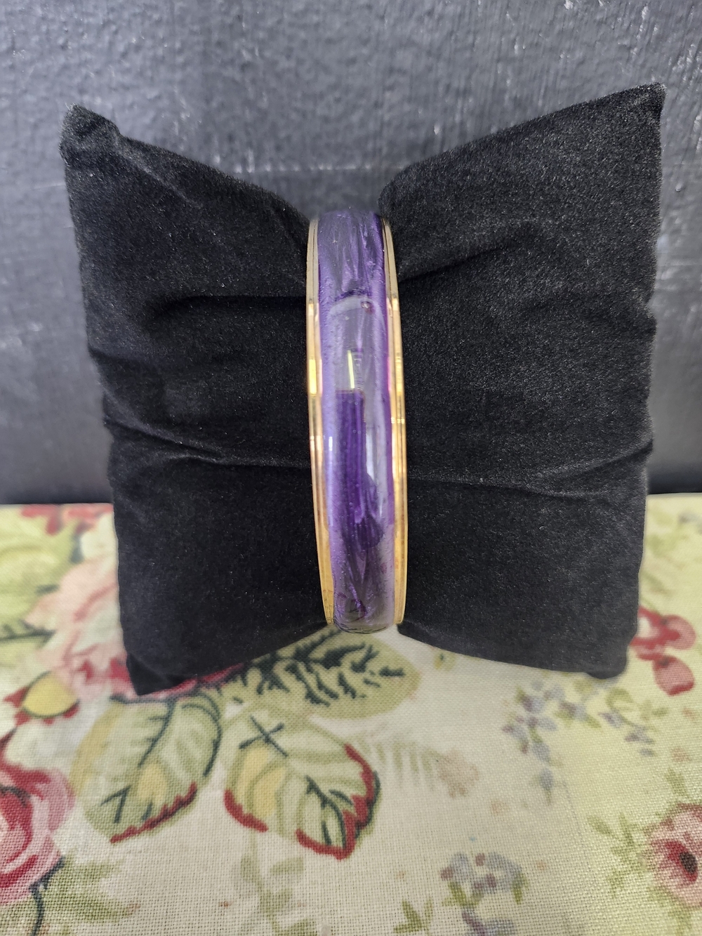 Purple AVON enamel and Gold-Tone Bangle Bracelet